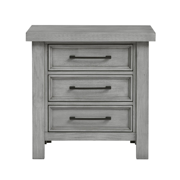 English Elm Transitional Mango Wood Nightstand with Three Dovetail Drawers Antique Gray Bedroom B011P452466