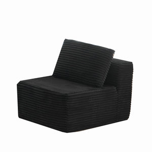 English Elm Modular Floor Sectional Corduroy Sofa Configurable L Shape or U for Living Room Black W1143P313661