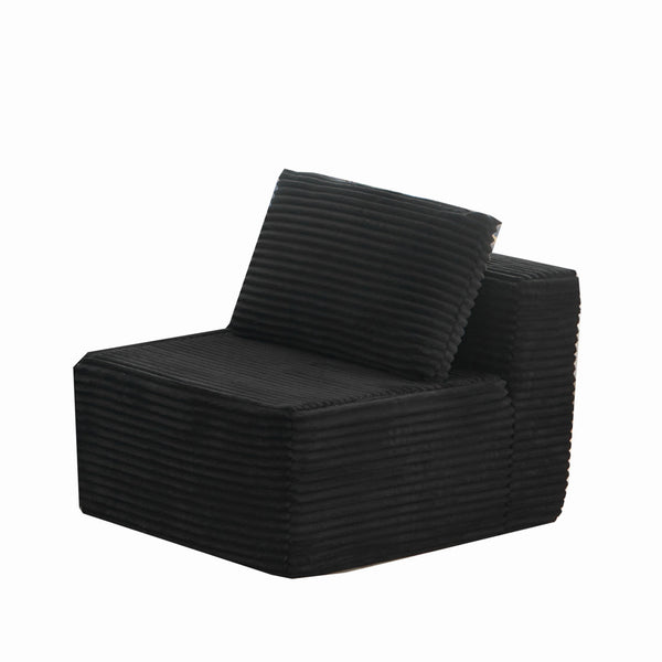 English Elm Modular Floor Sectional Corduroy Sofa Configurable L Shape or U for Living Room Black W1143P313661