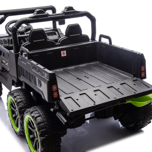 English Elm 24v Two Seat Kids Electric Dump Truck Six Wheel 4wd Utv with Parental Remote Black W1578P268991