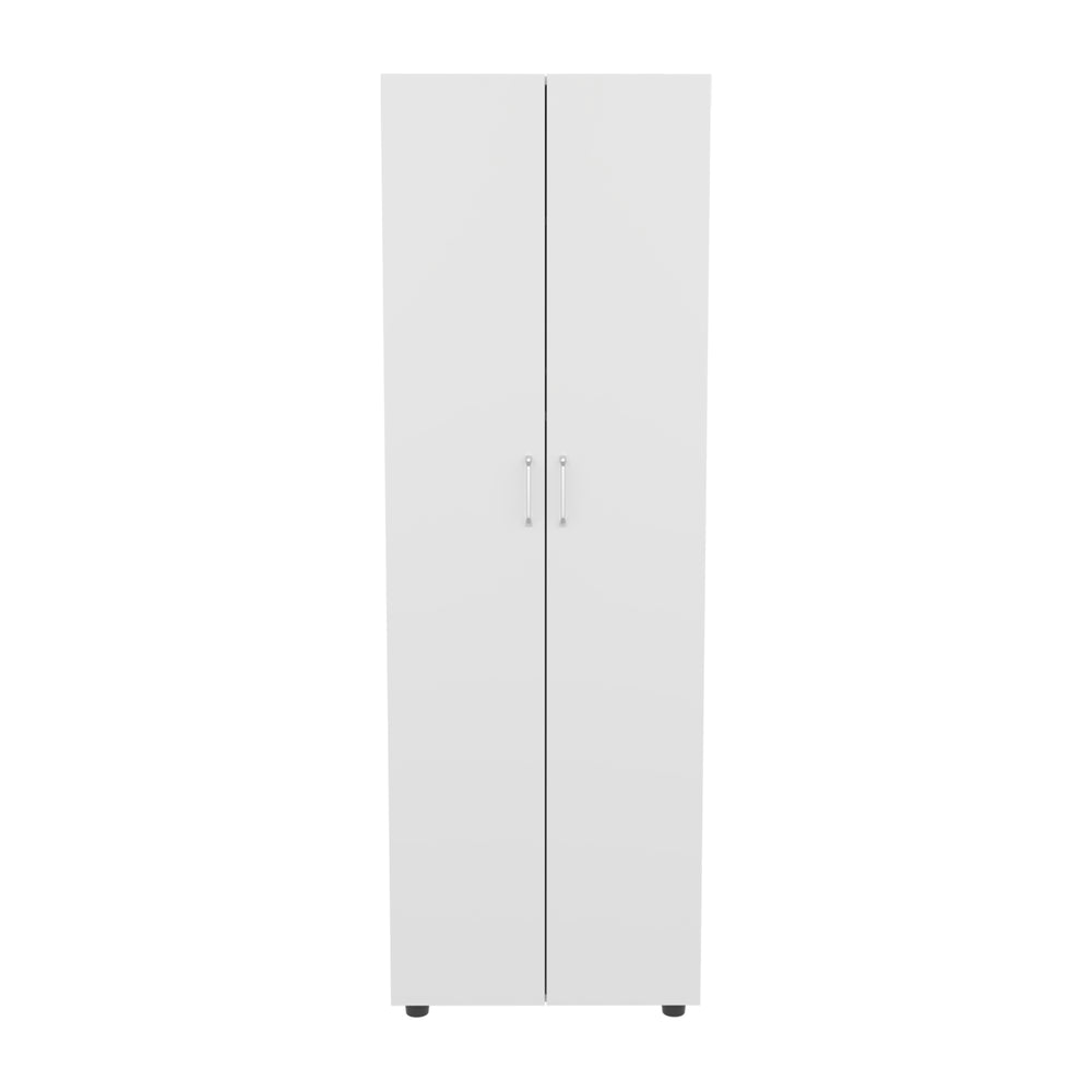 English Elm Aurora White Two-Door Armoire with Hanging Rod & 2 Shelves, Easy Assembly Bedroom Storage B070S00362