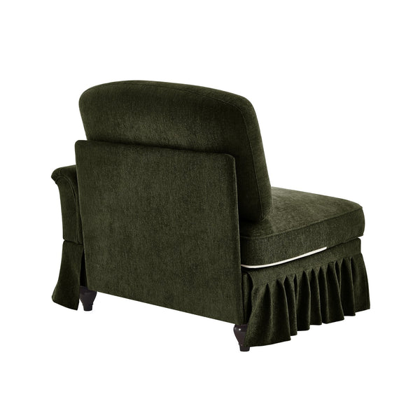 English Elm Sofa Sculptural Chenille Sectional with Detachable Skirt and Organic Curved Design W3041P332636