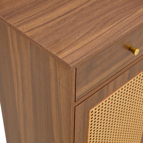 English Elm Multi-Functional Walnut Mdf Shoe Cabinet - Elegant Nordic & Industrial Design With Smart Storage Solutions W3226P278928