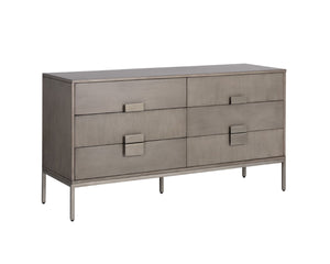 Sunpan JADE DRESSER - Timeless Antique Silver Elegance in Ash Grey with Ample Storage for Every Bedroom 104083