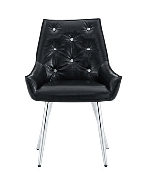 English Elm Crocodile Textured Pu Leather Accent Chair Diamond Tufted with Chrome Metal Legs W3493P456316