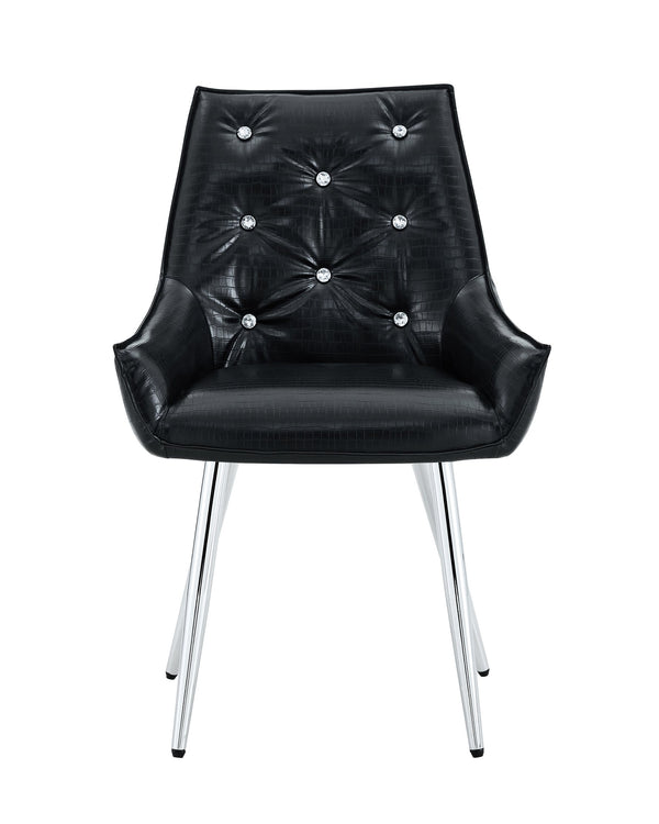 English Elm Crocodile Textured Pu Leather Accent Chair Diamond Tufted with Chrome Metal Legs W3493P456316