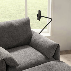 English Elm 37" Oversized Chenille Armchair with Ottoman Usb Charging Pocket Spring Living Room Gray N723P387145E
