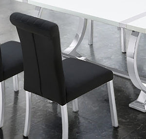 English Elm 2p Channel Tufted Side Chair with Sleek Contemporary Profile, Minimalist Upholstered Seat for Dining Black,Silver 26 L x 19 W x 17 H B2741P404868