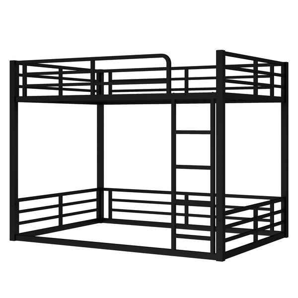 English Elm Metal Full-Over-Full Bunk Bed Frame - Heavy-Duty, Noise-Reduced Design For Kids And Adults In Black W1580S00158