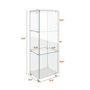 English Elm Modern Glass Display Cabinet With Custom Led Lighting - Elegant 1-Door, 3-Shelf Storage For Any Room W241P242919