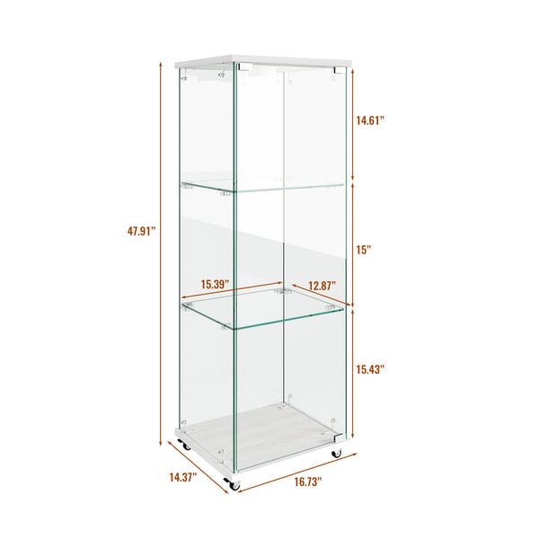 English Elm Modern Glass Display Cabinet With Custom Led Lighting - Elegant 1-Door, 3-Shelf Storage For Any Room W241P242919