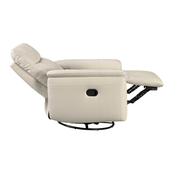 English Elm Luxury Premium Leather Recliner with 360° Swivel, Gentle Glide, High-Density Foam & Pocket Coils taupe 36 L x 30.5 W x 26 H B011P395827