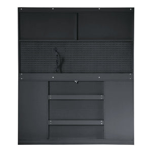 English Elm (assembly Required) Topmax 63w Matte Black Buffet Hutch with Pegboard and Power Outlet N717S000079B