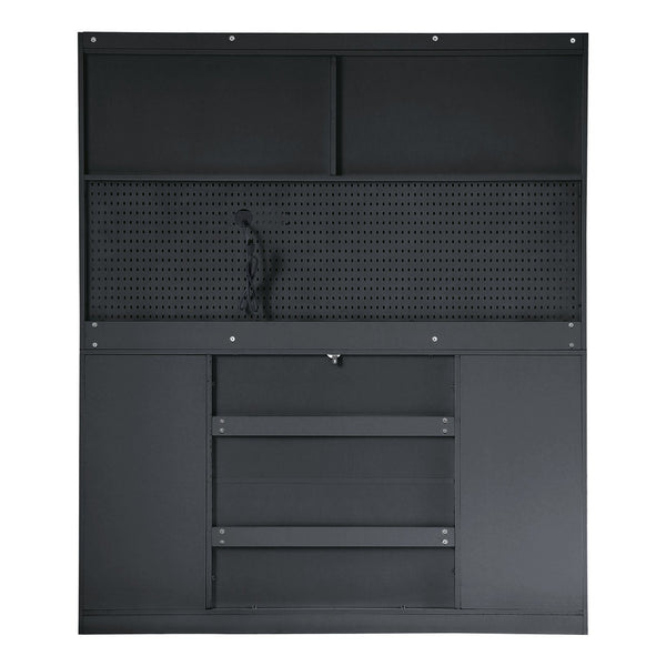 English Elm (assembly Required) Topmax 63w Matte Black Buffet Hutch with Pegboard and Power Outlet N717S000079B