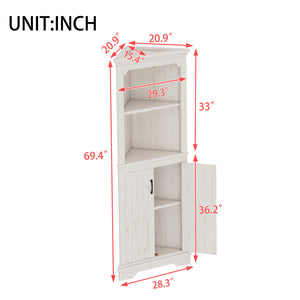 English Elm Tall Corner Cabinet with Open Shelves Enclosed Storage for Living or Dining Rooms W1580P425307