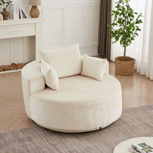 English Elm 55''l 55'l Chenille Foam Swivel Lounge Chair Plush 360 Rotation Modern Seating for Any Room W834S00595