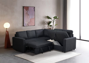 English Elm Sectional Sofa Bed, Modern Black Design For Compact Living, Versatile Comfort & Easy Assembly B205S00043-GIGA