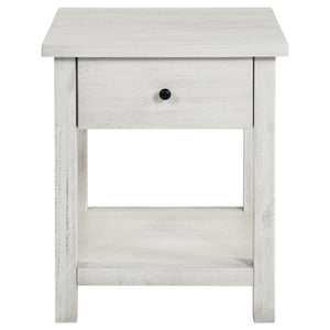 English Elm Castleton Farmhouse Pine End Table with Open Shelf and Drawer for Living Spaces B062P451649