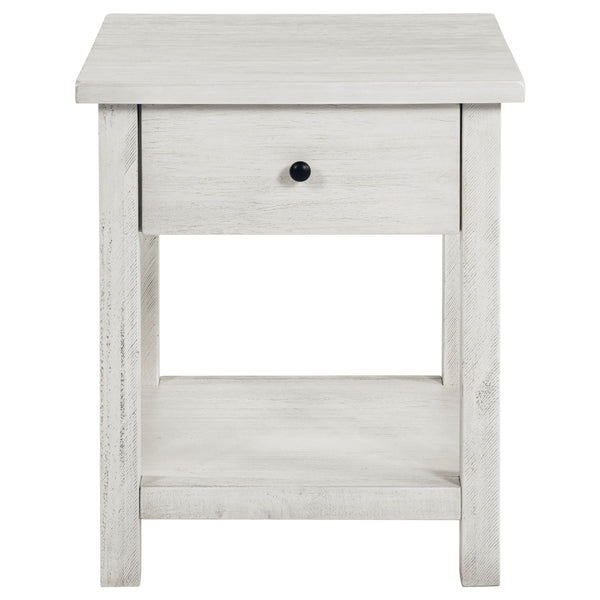 English Elm Castleton Farmhouse Pine End Table with Open Shelf and Drawer for Living Spaces B062P451649