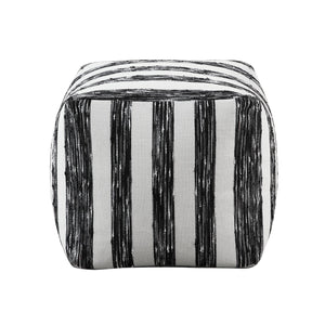 English Elm Modern Faux Fur Pouf Ottoman Accent Seat — Plush Cylindrical Footstool, Cozy Living Room Accent Black White 17 L x 17 W x 18 H B011P251659