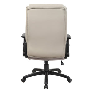 OSP Home Furnishings Exec High Back Bonded Leather Office Chair with Lumbar Support and Pneumatic Lift Taupe EC93580-EC21