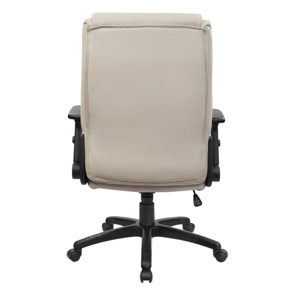 OSP Home Furnishings Exec High Back Bonded Leather Office Chair with Lumbar Support and Pneumatic Lift Taupe EC93580-EC21