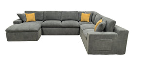 English Elm Coffee-bean Curved Upholstered Sectional with Self-expanding Setup for Large Living Rooms Light Gray B2748S00065