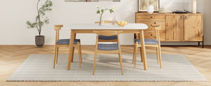 English Elm 5-piece Mid-century Modern Dining Set Rubberwood Table Splayed Legs Cushioned Chairs Gray,White Oak N759S002002L
