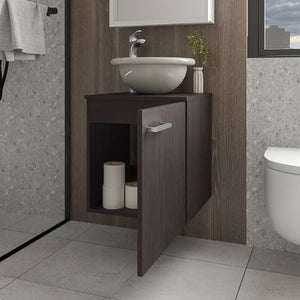 English Elm FM Modern Floating Bathroom Vanity with Integrated Sink and Soft-Close Door for Sleek Storage Wenge 26.4 L x 22.4 W x 11.4 H B128P293880