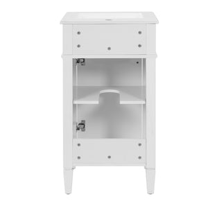 English Elm 18-inch French Style Freestanding Bathroom Vanity with Ceramic Sink Soft Close Storage White N710P411340K