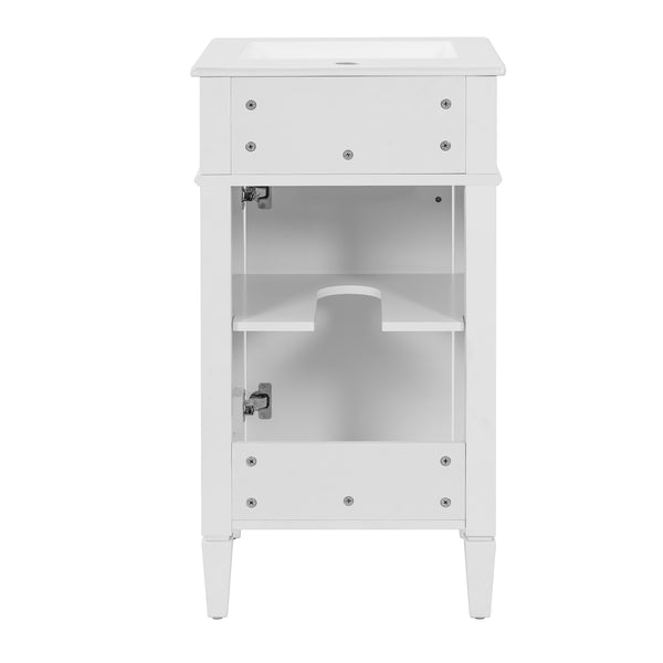 English Elm 18-inch French Style Freestanding Bathroom Vanity with Ceramic Sink Soft Close Storage White N710P411340K