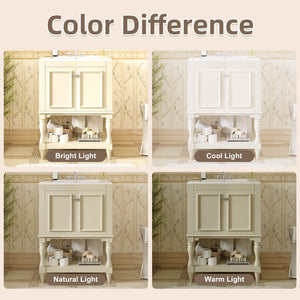 English Elm 24'' French Style Bathroom Vanity with Ceramic Sink Soft Close Cabinet and Drawer Beige N710P411341Y