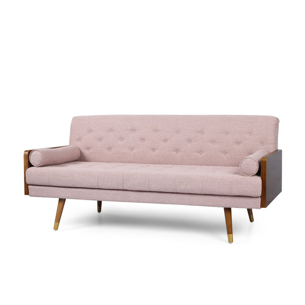 English Elm Aidan Tufted Fabric Sofa with Diamond Stitching and Gold Tipped Rubberwood Legs Blush 61688.00LBLSH