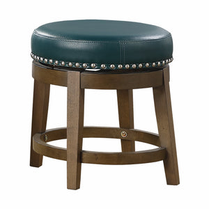 English Elm Round Swivel Stool Set of 2 with Black Faux Leather Seat, Nailhead Trim & Solid Wood Legs, 19.5" H Brown+Green 35.75 L x 21 W x 9.75 H B011P201570