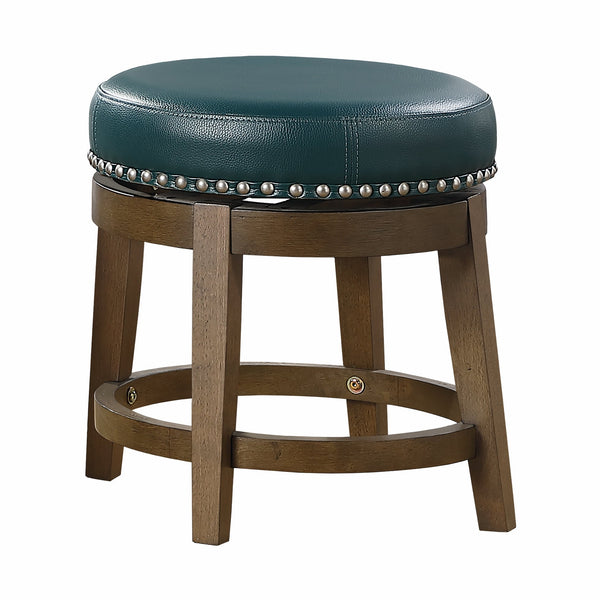 English Elm Round Swivel Stool Set of 2 with Black Faux Leather Seat, Nailhead Trim & Solid Wood Legs, 19.5" H Brown+Green 35.75 L x 21 W x 9.75 H B011P201570