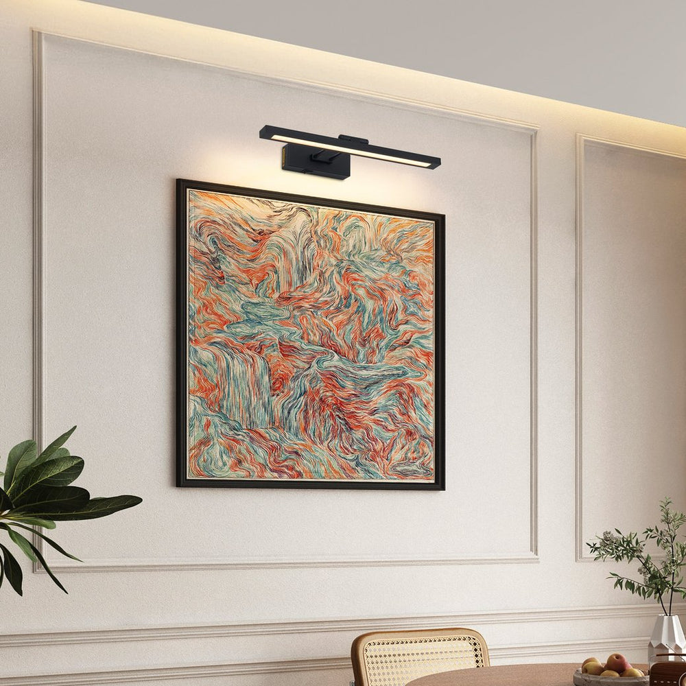 English Elm Picture Light 16in Battery Operated LED with Remote, Dimmable Timer, Matte Black Swing Arm Gallery Spotlight W2312P374956