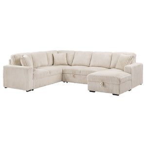 English Elm Thurston Corduroy Sectional Sofa with Hidden Chaise Storage and Pop-up Sleeper Camel B062S01483