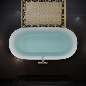 English Elm 63'' Oval Acrylic Soaking Tub Freestanding Glossy White with Chrome Toe-tap Drain W1920P351755
