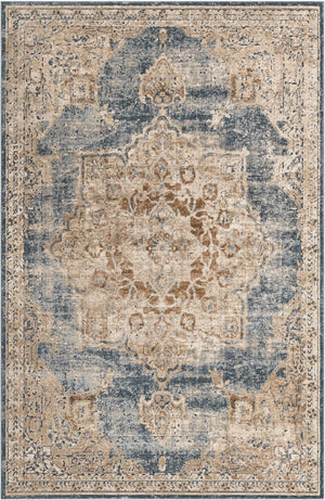 Unique Loom Chateau Roosevelt Machine Made Border Rug Slate Blue, Beige/Brown/Cream/Gray/Tan/Ivory 6' 1" x 9' 0"