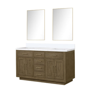 English Elm Grey Oak Double Bath Vanity Set With Cultured Marble Top & 28” Mirrors, Perfect For Modern Bathrooms B2731S01536