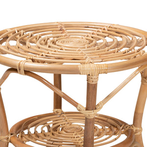English Elm Modern Rattan Round Coffee Table Woven Geometric Lattice Bohemian Living Room Accent B2750P420350