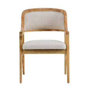 English Elm Mid-century Modern Upholstered Dining Arm Chairs with Rubberwood Frame Set of 2 Beige,Natural N768P382497N