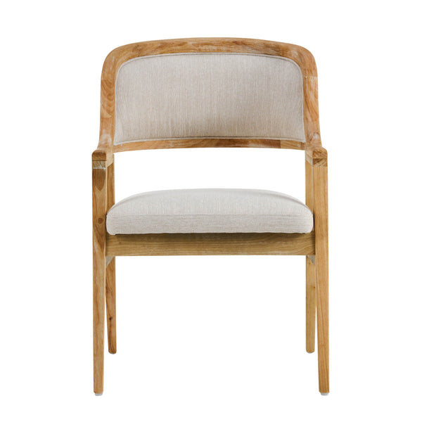 English Elm Mid-century Modern Upholstered Dining Arm Chairs with Rubberwood Frame Set of 2 Beige,Natural N768P382497N