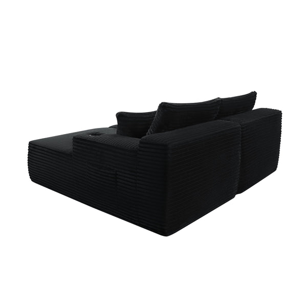 English Elm 75" Cloud Sectional with Double Chaise Deep Seat Plush Upholstered Modern Lounge Sofa W3975S00052