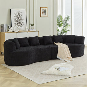 English Elm Curved Chenille Sectional Sofa Oversized Four Seat Cloud Foam Living Room Lounge W3505P355584