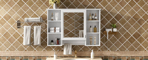 English Elm 3-in-1 Wall Mounted Bathroom Medicine Cabinet with Soft Close Mirror and Towel Bar White N710P358613K