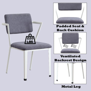 English Elm Cargo Industrial High-Back Office Chair with Padded Fabric Seat, Metal Frame and Open Back Design Gray,White 32 L x 24 W x 26.5 H B2726P288772