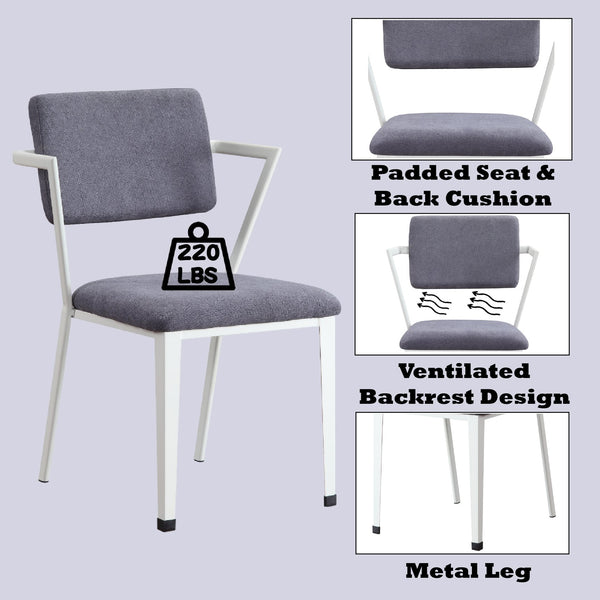 English Elm Cargo Industrial High-Back Office Chair with Padded Fabric Seat, Metal Frame and Open Back Design Gray,White 32 L x 24 W x 26.5 H B2726P288772
