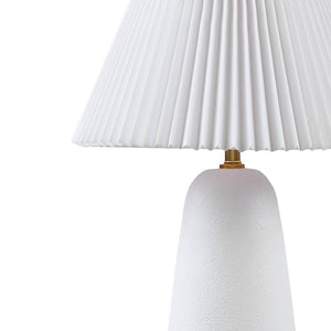 English Elm Textured Ceramic Table Lamp with Fluted Fabric Shade White for Cozy Ambient Lighting, 21"H Decor B035P264542