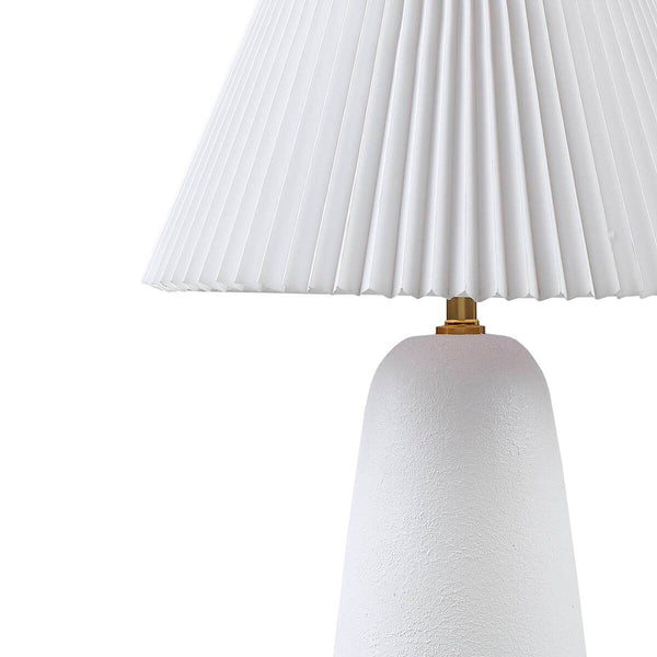English Elm Textured Ceramic Table Lamp with Fluted Fabric Shade White for Cozy Ambient Lighting, 21"H Decor B035P264542